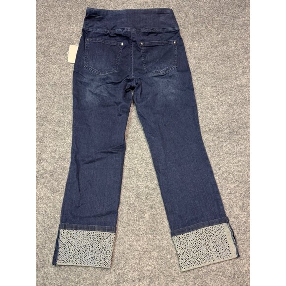 Belle By Kim Gravel  womens 2P Dark Wash Denim Pants With Embellished Cuff - Picture 2 of 13